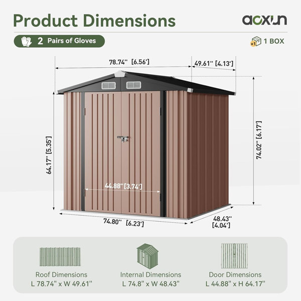 Aoxun Door Lock 6 ft. W x 3 ft. 5 in. D Metal Traditional Storage